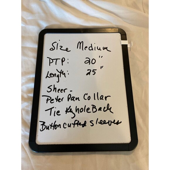 The Limited Blouse Sz Medium Long Sleeve Contrasting Black Peter Pan Collar Top - Picture 11 of 11